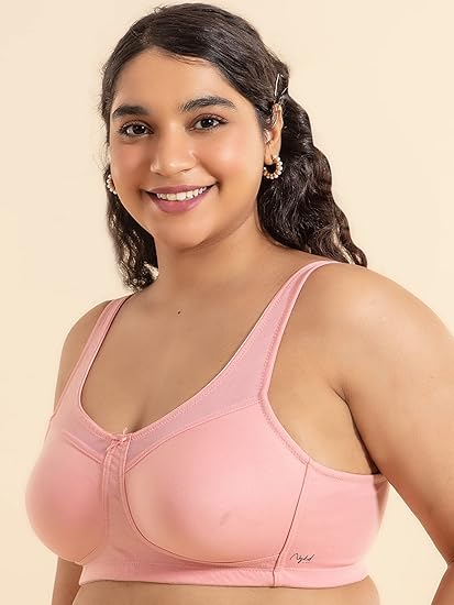 NYKD Women’s Cotton Casual Minimizer Bra Wire-Free, Full Coverage, Everyday Comfort